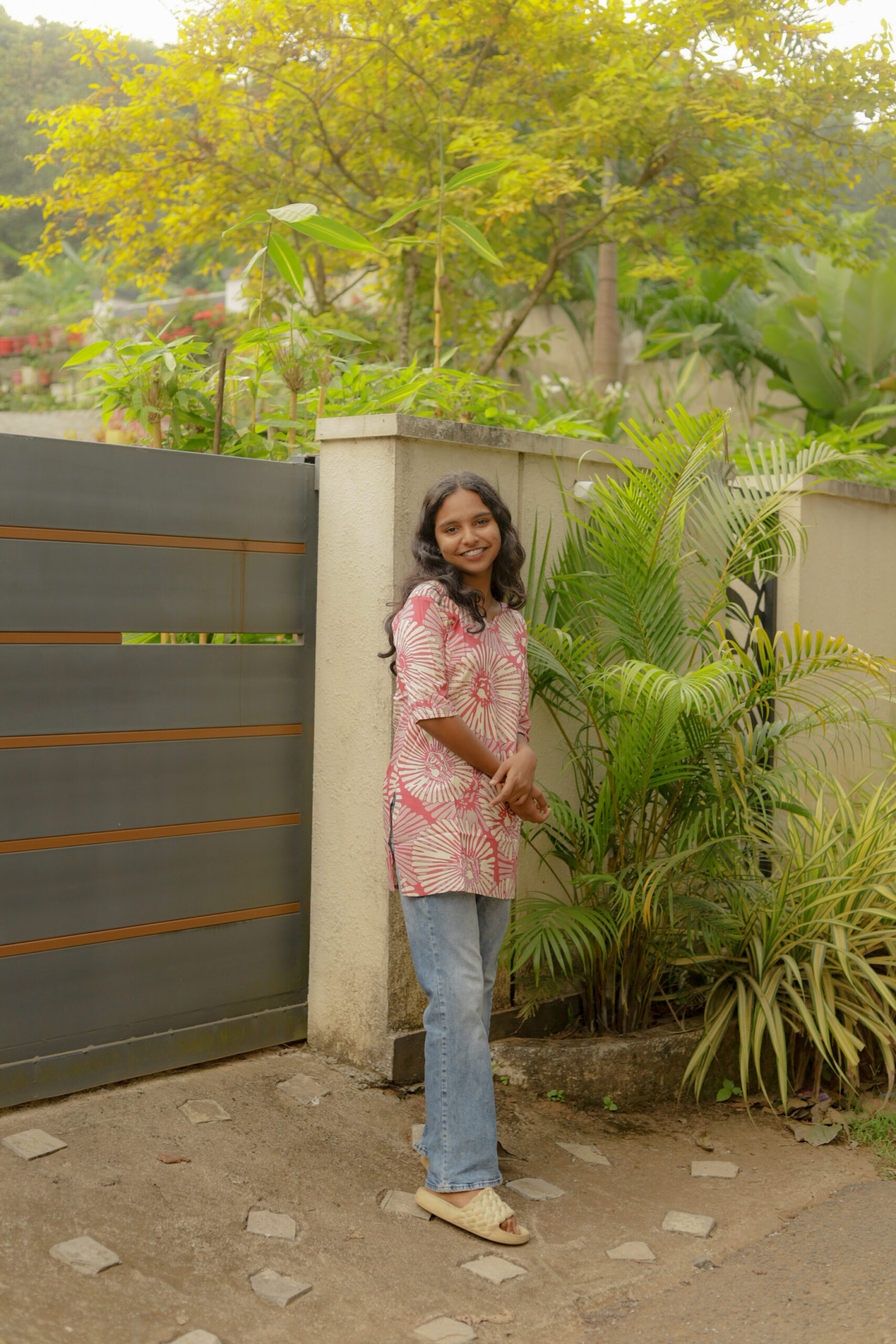 Jeans Top Pink Floral