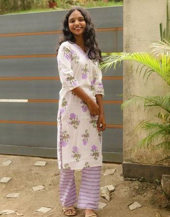 Purple Floral Cord Set