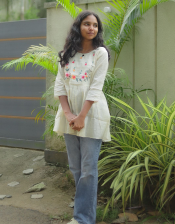 White Thread Work Peplum